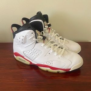 Air Jordan 6 Retro White Varsity Red Bulls Colorway Size 10.5
